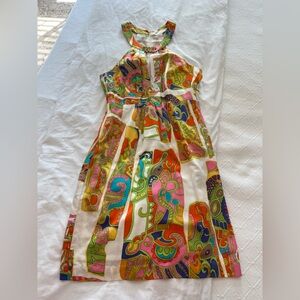 Trina Turk Multicolor Swirl Print Dress - Green, Orange, Pink, Purple